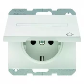 47527209 Штепсельная розетка SCHUKO с откидной крышкой и полем для надписи цвет: полярная белизна, с блеском K.1 Berker
