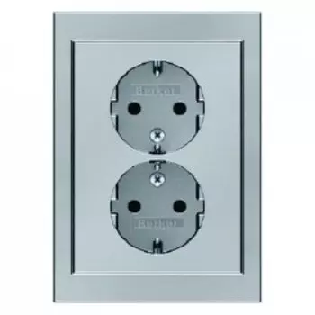 47537004 Двойная штепсельная розетка SCHUKO, цельная цвет: стальной, лак K.5 Berker