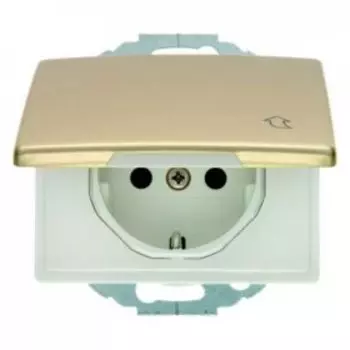 47570002 Штепсельная розетка SCHUKO с откидной крышкой цвет: золотой, металл Arsys Berker