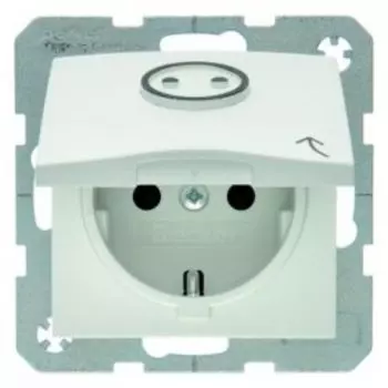 47861949 Штепсельная розетка SCHUKO с откидной крышкой и выступающим символом цвет: полярная белизна, матовый S.1/B.1/B.3/B.7 Glas Berker