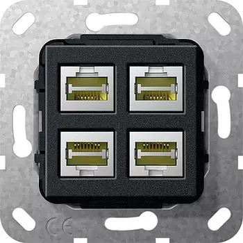 569910 Разъем MJ RJ45 Cat 6A 10 GB 4 местн. LSA Plus Черный Черный Gira