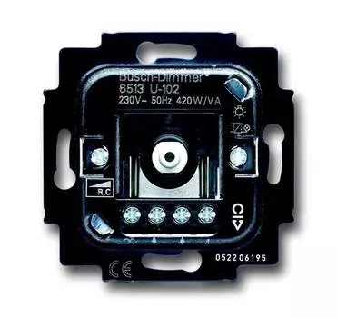 6513-0-0586 (6513 U-102-500), Механизм светорегулятора для ламп накаливания и НВ галогенных ламп с электронным трансформатором, 40-420 Вт/ВА, ABB