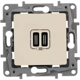 672235 Зарядное устройство с двумя USB-разьемами тип C-тип С 240В/5В 3000мА - Etika - Цвет Белый Legrand