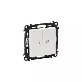 752428 Valena LIFE. Выключатель двухклавишный 10АХ 250В с подсветкой. С лицевой панелью. Белый Legrand