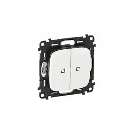 752709 Valena ALLURE. Переключатель двухклавишный 10АХ 250В с подсветкой. С лицевой панелью. Белый Legrand