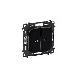 752919 Valena ALLURE. Переключатель двухклавишный 10АХ 250В с подсветкой. С лицевой панелью. Антрацит Legrand