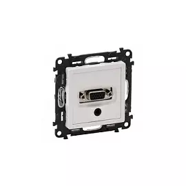 753170 Valena LIFE. Розетка для аудио/видео устройств с разьемами HD15/гнездо Jack 3,5мм. С лицевой панелью. Белая Legrand