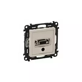 753270 Valena LIFE. Розетка для аудио/видео устройств с разьемами HD15/гнездо Jack 3,5мм. С лицевой панелью. Слоновая кость Legrand
