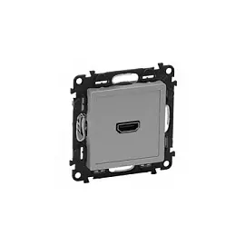 753371 Valena LIFE. Розетка для аудио/видео устройств HDMI Тип А. С лицевой панелью. Алюминий Legrand