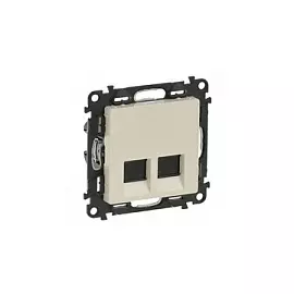 753541 Valena LIFE. Информационная розетка двойная RJ45 Кат. 5е UTP. С лицевой панелью. Слоновая кость Legrand