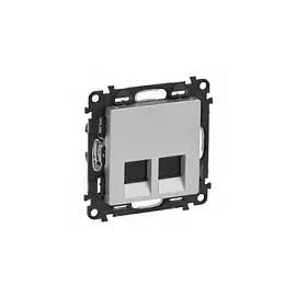 753641 Valena LIFE. Информационная розетка двойная RJ45 Кат. 5е UTP. С лицевой панелью. Алюминий Legrand
