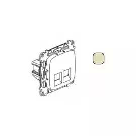 753843 Valena ALLURE. Информационная розетка двойная RJ45 Кат. 6 UTP. С лицевой панелью. Слоновая кость Legrand