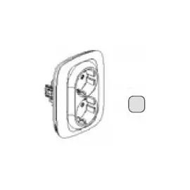 753926 Valena ALLURE. Силовая розетка двойная 2х2К+З 16А 250В с лицевой панелью. С защитными шторками. Безвинтовые зажимы. Алюминий Legrand