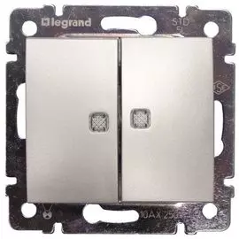 770213 Valena Выключатель 2-х клавишный с индикацией на каждую клавишу Legrand