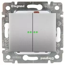 771379 Galea Life Лицевая панель для выключателя двухклавишного с подсветкой, алюминий Legrand