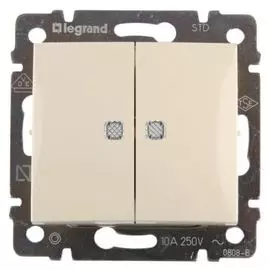 774328 Valena Выключатель 2-клавишный с подсветкой Legrand