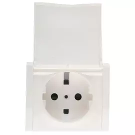 777022 Galea Life Лицевая панель розетки 2к+З с защитными шторками с крышкой, белый Legrand