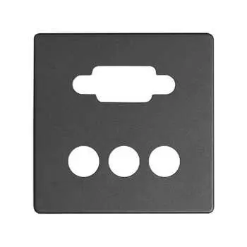 8200092-038 Накладка для коннектора VGA HD15, "мама" + 3RCA, S82, S82N, S82 Detail, графит Simon