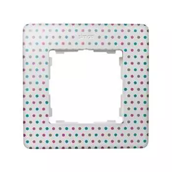 8200610-210 Рамка декоративная, 1 пост, Simon 82 Detail Original, цветной горошек-белый