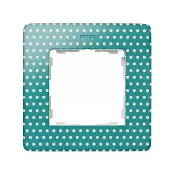 8200610-212 Рамка декоративная, 1 пост, Simon 82 Detail Original, аквамарин в белый горошек-белый