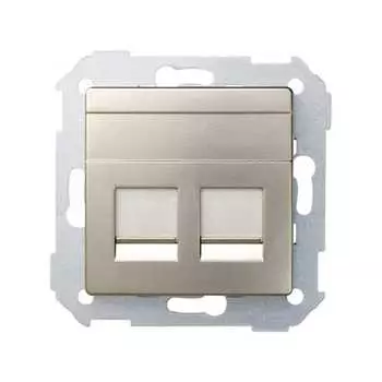 82006-34 Адаптер со шторками на 2 коннектора UTP (RJ45), FTP (RJ45), RJ12, AMP, S82, S82N, шампань Simon