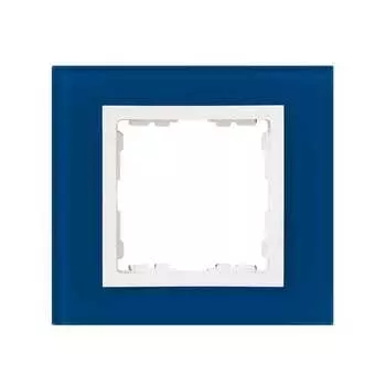 82617-64 Рамка декоративная, 1 пост, Simon 82 Nature, Стекло, синий-белый