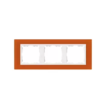82637-65 Рамка декоративная, 3 поста, Simon 82 Nature, Стекло, оранжевый-белый