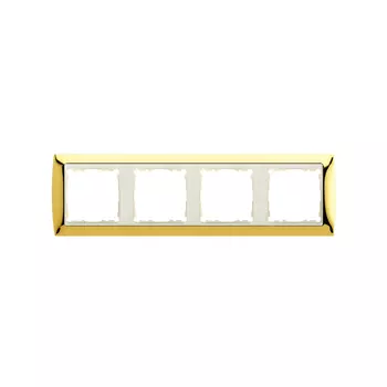 82744-66 Рамка декоративная, 4 поста, Simon 82, золото-слоновая кость