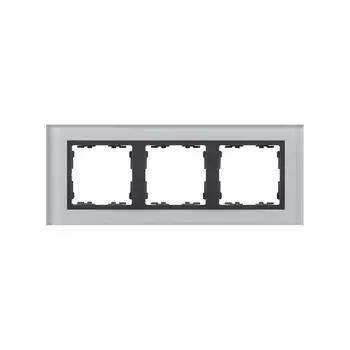 82837-35 Рамка декоративная, 3 поста, Simon 82 Nature, Стекло, серый-графит