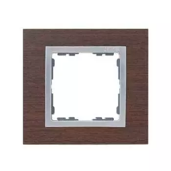 82917-65 Рамка декоративная, 1 пост, Simon 82 Nature, Дерево, венге-алюминий