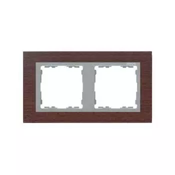 82927-65 Рамка декоративная, 2 поста, Simon 82 Nature, Дерево, венге-алюминий