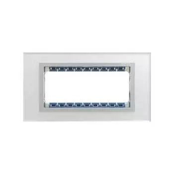 82957-62 Рамка декоративная, (+суппорт), 5 узких (2 широких+1 узкий) модулей, Simon 82 Centralizations, Стекло, серебро-алюминий