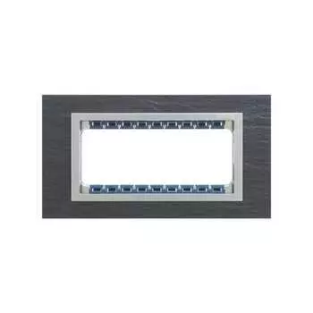 82957-63 Рамка декоративная, (+суппорт), 5 узких (2 широких+1 узкий) модулей, Simon 82 Centralizations, Камень, сланец-алюминий
