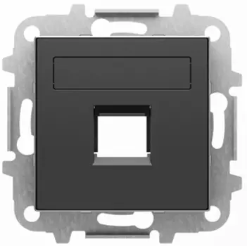 8518.1 NS Накладка для 1-го суппорта/разъёма типа 2017 или 2018 шторками и полем Чёрный бархат , ABB