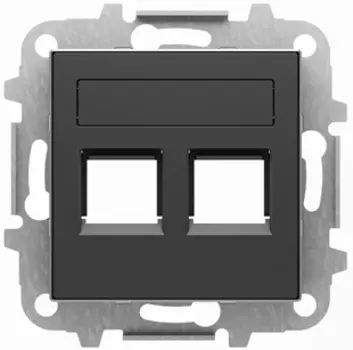 8518.2 NS Накладка для 2-го суппорта/разъёма типа 2017 или 2018 шторками и полем Чёрный бархат , ABB