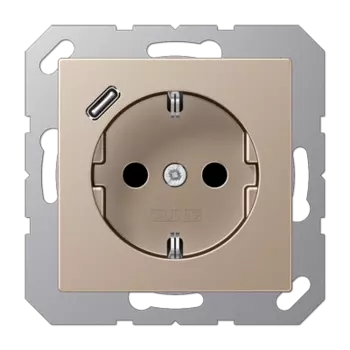 A1520-18CCH Шампань Розетка SCHUKO® с 1 USB-портом типа С Jung A серия
