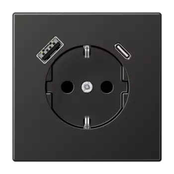 AL1520-15CAAN-L Антрацит Розетка SCHUKO® с USB-интерфейсом с 1 гнездо USB типа A и 1 гнездо USB типа C LS серия