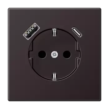 AL1520-15CAD-L Дарк Розетка SCHUKO® с USB-интерфейсом с 1 гнездо USB типа A и 1 гнездо USB типа C LS серия