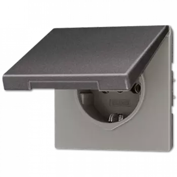AL1520KLAN Розетка с заземлением с откидной крышкой Jung 16А/250В LS серия Антрацит