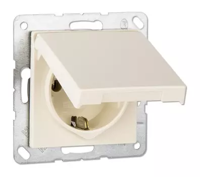 AS1520KL Розетка с заземлением с откидной крышкой Jung 16А/250В бежевая