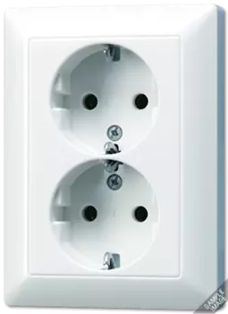 AS5020KIUWW 2-ая SCHUKO-розетка с рамкой, шторки, белый Jung AS серия