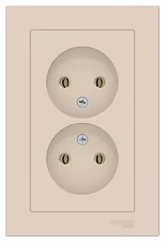 ATN000220 Atlasdesign Розетка двойная без заземления,16А, в сборе, Бежевый Schneider Electric