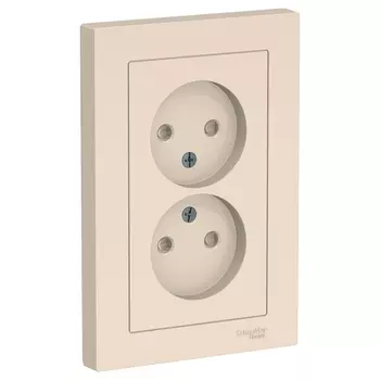 ATN000222 Atlasdesign Розетка двойная без заземления со шторками,16А, в сборе, Бежевый Schneider Electric