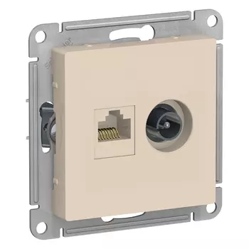 ATN000289 Atlasdesign Розетка двойная ТВ + компьютерная RJ45, кат. 5Е, Бежевый Schneider Electric