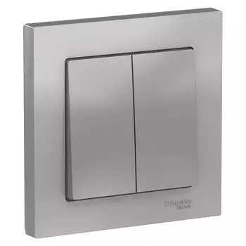 ATN000352 Atlasdesign 2-клавишный Выключатель, сх.5, 10АХ, в сборе, Алюминий Schneider Electric