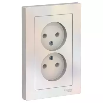 ATN000420 Atlasdesign Розетка двойная без заземления,16А, в сборе, Жемчуг Schneider Electric