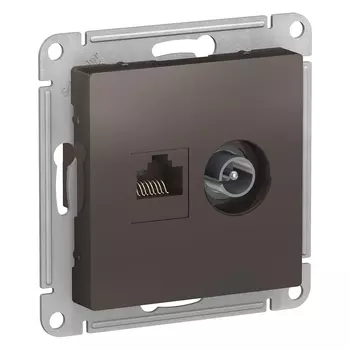 ATN000689 Atlasdesign Розетка двойная ТВ + компьютерная RJ45, кат. 5Е, Мокко Schneider Electric