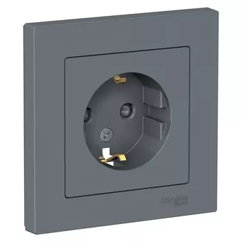 ATN000744 Atlasdesign Розетка с заземлением со шторками, 16А, в сборе, Грифель Schneider Electric