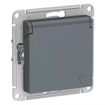 ATN000746 Atlasdesign Розетка с заземл. со шторками с крышк, 16А, IP20, механизм, Грифель Schneider Electric