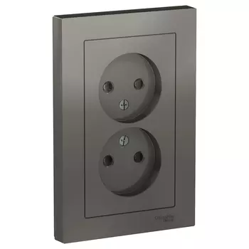 ATN000922 Atlasdesign Розетка двойная без заземления со шторками,16А, в сборе, Сталь Schneider Electric